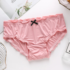 Pasokan Pabrik Grosir Wanita Pakaian Dalam Sutra Es Celana Dalam Anak Perempuan Lucu Ruffle Lembut Kualitas Tinggi Celana Dalam Mulus - Product Image 6