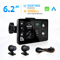Motorcycle CarPlay DVR 6.2 Inch Portable Carplay dengan Kamera Lensa Ganda Perekaman Berulang 1000NIT Layar Sentuh Ultra Terang Moto