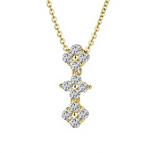 GRA Certified Moissanite Cross Pendant Necklace for Women Yellow Gold Plated Prong Set Round Brilliant Cut Diamond pendant - Product Image 5