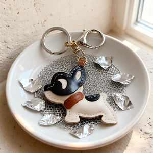 พวงกุญแจรูปสุนัขเฟรนช์บูลด็อกน่ารัก ดีไซน์สร้างสรรค์ ทำจากหนัง PU - Product Image 1