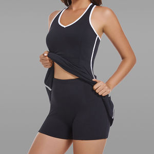 Tennis Sports <b>Dress</b> Slim With Chest Pad Fitness Set Women's Sleeveless Badminton Wear Tennis Wear - Product Image 1