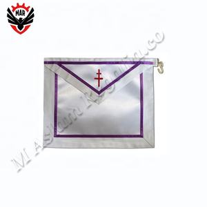 Delantal de cuero masónico de rito escocés de 14 grados hecho a mano con logotipo bordado para protección - Product Image 3