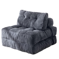 Sofá Cama Plegable Individual de Pana Estilo Japonés de 1 Plaza, Colchón Futón para Piso sin Estructura