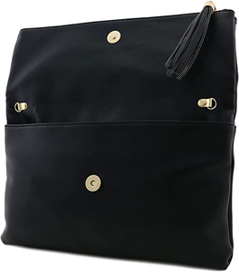 Bolso de mano tipo sobre con borlas cruzadas para <span class=keywords><strong>mujer</strong></span>, <span class=keywords><strong>Cartera</strong></span> de mano tipo sobre cruzada, con correa de cadena, elegante y portátil para noche, color negro - Product Image 4