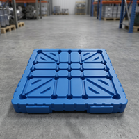 NEXARA 1212 Euro Palettes en plastique 1200*1200*150mm Moulage par soufflage Entrée 4 voies simple face pour le stockage en entrepôt et le rayonnage de palettes