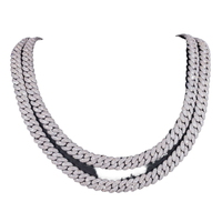 Cadena Cubana de Alta Calidad Estilo Hip Hop, Totalmente Cubierta de Moissanita, Plata de Ley 925, Unisex, Agrega Brillo al Look Diario