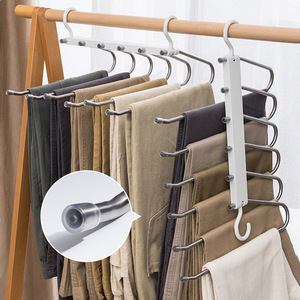 Cintre pliable multi-niveaux avec pinces pour rangement de vêtements dans la garde-robe, organisateur de vêtements, type crochet rectangulaire - Product Image 3