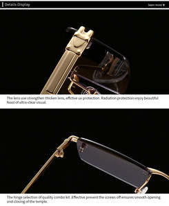 レトロな長方形のサングラスリムレス男性ゴールドメタル女性スクエアサングラス男性フレームなし2022uv400売れ筋 - Product Image 5