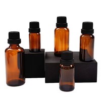 Bouteilles en verre rondes de type Boston, ambre, avec étiquette personnalisée en gros, de 5 ml à 100 ml, pour huiles essentielles et parfums