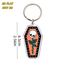Porte-clés en acrylique Rose Coffin, design gothique orange et noir, breloque transparente double face, accessoire de mode alternatif