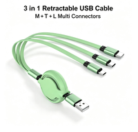 Câble USB rétractable 3 en 1, charge rapide 3A, cordon de synchronisation de données, connecteur multiple Micro USB Type C 8 broches, câble de charge universel