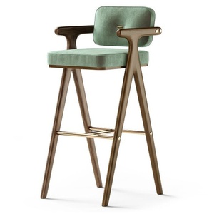 Nouveau Tabouret <span class=keywords><strong>de</strong></span> <span class=keywords><strong>Bar</strong></span> Métallique <span class=keywords><strong>de</strong></span> Luxe Nordique avec Accoudoirs, Non Rotatif et Non Pliable, Idéal pour Îlot <span class=keywords><strong>de</strong></span> Cuisine et Café - Product Image 1