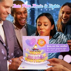 3D Pop Up âm nhạc và đèn sinh nhật Popup thẻ âm nhạc sinh nhật thẻ với ánh sáng và âm nhạc - Product Image 5