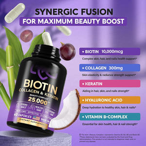 Meilleures ventes Supplément de biotine pour la peau, les cheveux et les ongles Formule personnalisée Biotine Collagène et kératine Capsules - Product Image 5