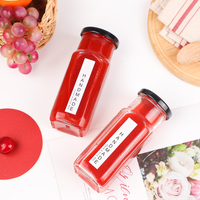Bouteille carrée vide en verre transparente de 250 ml pour épices, sel, poivre, sésame, miel, ketchup, pâte BBQ, sauce, avec couvercle métallique à vis unique