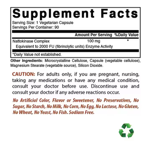 OEM นาตโตคิเนส 100 มก. 2000 FU แคปซูล บำรุงสุขภาพหัวใจ ช่วยการไหลเวียนโลหิต ประสิทธิภาพสูง 90 แคปซูล สำหรับคนทานมังสวิรัติ - Product Image 4