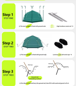 Tenda da Campeggio Grande per 5-8 Persone, Doppio Strato Impermeabile 2000mm, Tenda Familiare da Esterno con Ampio Vestibolo e Tettoia Parasole - Product Image 4