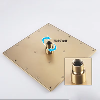 Ensemble de douche mural en laiton doré brossé de 10 pouces, avec pommeau de douche effet pluie encastré, mitigeur monocommande à jet doux et cartouche céramique polie