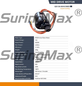 Motor Eléctrico de Alta Velocidad QS de 120 km/h, 4000 W, Motor <span class=keywords><strong>Central</strong></span> para Bicicletas Eléctricas QS138 90H V3, Refrigeración por Agua, Sin Escobillas - Product Image 4