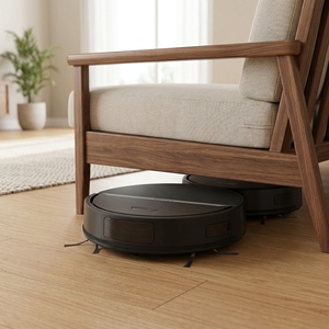 New model of robotic vacuum cleaner with automatic recharging, <b>mopping</b>, vacuuming functions, including water tank and dustbin. - Product Image 3