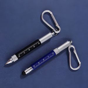 Stylo bille multifonction 6-en-1 en métal, encre bleue/noire, outil portable moderne avec règle technique, tournevis et écran tactile - Product Image 3