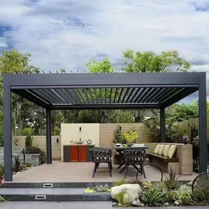 Aluminum Retractable Pergola with Sun Shade <strong>Canopy</strong> and Motorized Roof for Garden <strong>Porch</strong> with Shutters or Glass Doors Pavilion - Product Image 3
