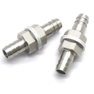 Unión de manguera con conexión de púas de 3/8" de doble extremo tipo Pagoda, accesorio de pasaje de pared para tanque, para tuberías de combustible, aceite y agua en vehículos modificados - Product Image 2