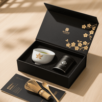 Boîtes magnétiques élégantes Ensembles Matcha Emballage avec insert en mousse Conception de luxe personnalisée pour le thé de qualité supérieure Emballage en papier de stockage de cadeaux