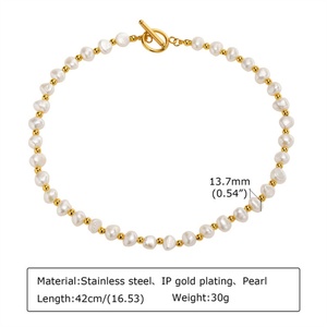 Collar de Perlas Naturales con Cuentas Doradas, Popular entre las Mujeres - Product Image 5