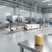 Productielijn voor samengestelde aardappelchips 800kg/uur Hoge opbrengst Stapelbare chips productiefabriek PLC-besturing SUS304