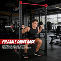 VIGFIT Support de Squat Mural Premium Pliable et Multifonctionnel avec Poulie pour Salle de Sport à Domicile