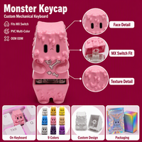Keycap Artisanal Rose en Forme de Slime, Figurine de Dessin Animé Imprimée en 3D UV sur ABS, pour Clavier Mécanique, Jouet de Bureau Anti-Stress Personnalisé