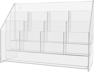 Soportes de marketing Estante de exhibición de acrílico para folletos de 12 bolsillos o soporte de mostrador y soporte de folleto de montaje en pared para literatura - Product Image 1