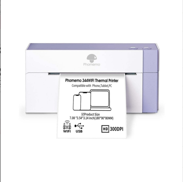 Phomemo PM344 WiFi Shipping Label Printer 300DPI Wireless Label Printer for Shopify USPS WiFi 4x6 Thermal Shipping Label Printer