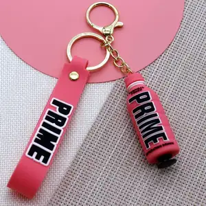 Popular Bottle Keychain Pvc The Most Popular Beverage Can Prime 3D Anime gift LED Prime Drink Keychain