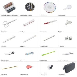 Kit de couture portable 132 pièces pour la maison et les voyages, avec outils de bricolage en tissu, ciseaux, aiguilles à perles et épingles - Product Image 4