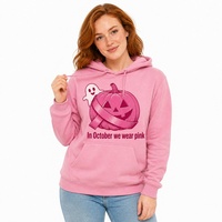 En gros Sweat à capuche pour femme, rose, motif fantôme citrouille, sensibilisation au cancer du sein, style Y2K, coupe oversize, pull d'automne épais