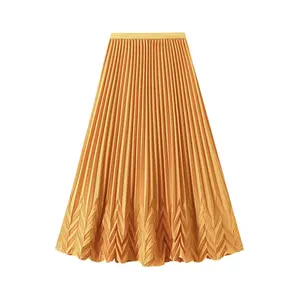 Water ripple pleated skirt skirt women's summer swing slimming midlength A-line skirt