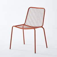 Fauteuil de patio en fil métallique moderne, confortable, portable, économique, avec dossier en fil et pieds coniques fins, pour extérieur, plage, terrasse et loisirs