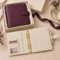 Carnets à anneaux A5 Hongbo en cuir PU Saffiano multicolore, couverture rigide, pour planificateur financier quotidien, idéal comme cadeau best-seller