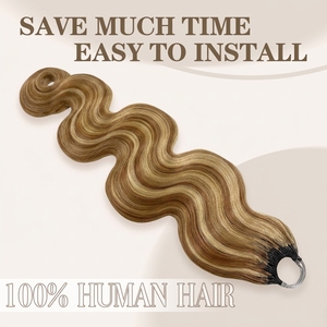 FH #P27/613 Highlight <b>Body</b> <b>Wave</b> Miracle Knot Crochet Human Hair Color Ring X Feathering Tip Braids Human Hair Crochet - Product Image 2