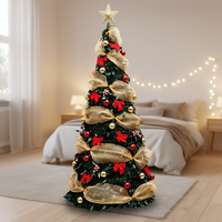 Vente en gros d'usine, arbre de Noël télescopique pliable en PVC de 4 pieds/5 pieds/6 pieds/7 pieds, arbre de Noël pop-up avec LED