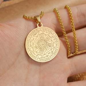 Collar de los Siete Arcángeles, Joyería de Acero Inoxidable, Collar Cristiano para Hombre, Collar con Pentagrama de Salomón - Product Image 4