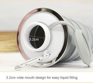 Bouteille pliable sans BPA avec logo personnalisé, gobelet pliable en plastique, bouteille d'eau pliable en silicone pour le sport avec couvercles - Product Image 3