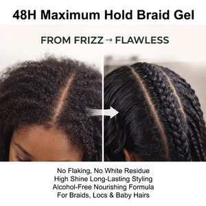 Gel coiffant à l'aloe vera 250 ml à base d'eau, fixation forte, anti-frisottis, sans rinçage, pour torsades et bords de locs, sans résidus, gel tressage - Product Image 2