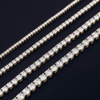 Vente directe d'usine 2mm 925 ruban DEF VVS Moissanite diamant Tennis chaîne lourd glacé bijoux pour femmes fête cadeau Bracelet