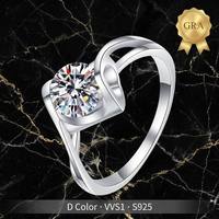 Bague de fiançailles en argent sterling 925 avec halo de moissanite 1 carat, bande pavée ronde, bijoux pour femmes, fournisseur B2B en gros