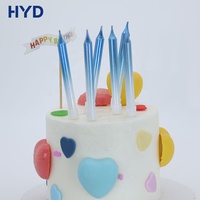 Vela de cumpleaños profesional tipo lápiz, con efecto ombré y salpicaduras doradas, de barra larga y delgada, para decoración de tartas, venta al por mayor para repostería, sin humo, con degradado, para Pascua