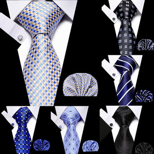 Set <span class=keywords><strong>di</strong></span> Cravatte Formali Professionali all'Ingrosso <span class=keywords><strong>con</strong></span> Tessuto Jacquard Floreale, Gemelli e Fazzoletto da Taschino, Set Regalo per <span class=keywords><strong>Uomo</strong></span> - Product Image 2