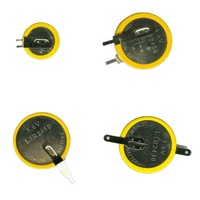 Batería de botón de 3V, pila de litio CR2430 con DIP de soldadura, 2 pines/lengüetas/etiquetas/pies/patas, contacto PCB, tipo Vertical